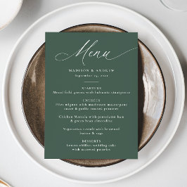 Menú Moderna y elegante caligrafía Boda verde