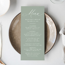 Menú Moderna y elegante caligrafía Sage Green Boda