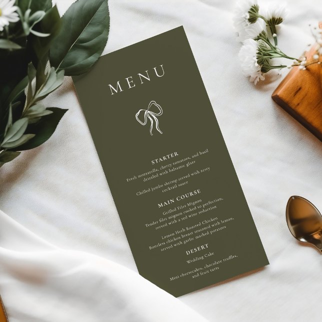 Menú Moderna y elegante cena Boda verde oliva (Subido por el creador)