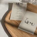 Menú Moderno Boda caprichoso retro caprichoso<br><div class="desc">Un colorido menú retro funky moderno y luminoso para la cena boda. Que presenta el diseño de plantillas de moda de fondo de crema boho vintage y tipografía rosa y menú escrito a mano en negro. Perfecto y a juego con la suite.</div>