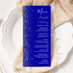 Menú Moderno Boda del borde del Purpurina Royal Blue Si<br><div class="desc">El lado izquierdo de este elegante y moderno menú boda presenta un diseño purpurina de imitación plateada. El texto del personalizable combina la escritura a mano en blanco,  la copperplate y las letras cursivas en un fondo azul real. El reverso presenta un diseño purpurina azul y plateado a juego.</div>