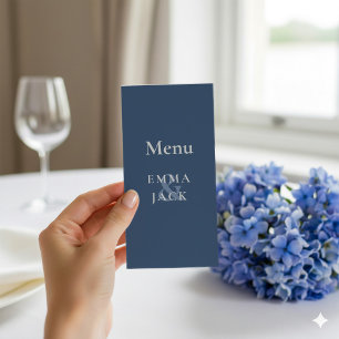 Menú Moderno boda elegante Minimalista de serie azul
