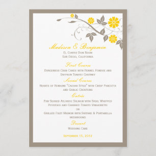 Menú moderno Boda floral - Mostaza