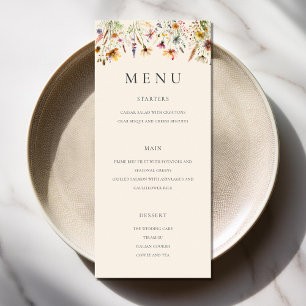 Menú Moderno Boda Minimalista Boho Wildflower Floral