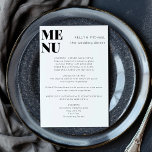 Menú Moderno Boda Minimalista de estilo blanco negro<br><div class="desc">Moderno menú Minimalista de Boda en blanco y negro</div>