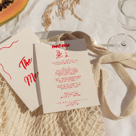 Menú Moderno Boda quirky con la mano roja dibujada