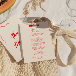 Menú Moderno Boda quirky con la mano roja dibujada