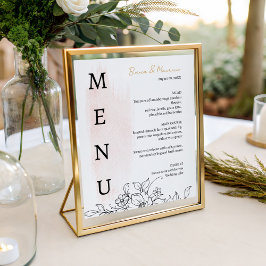 Menú Moderno con acuarela Rubor y florales negras