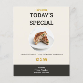 Menú moderno de almuerzo especial de hoy