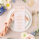Menú moderno de Bodas de PInk y Naranjas vibrantes<br><div class="desc">Diseñado para coordinar con para la colección de invitaciones a bodas "Brillantes". Para cambiar detalles, haga clic en "Detalles". Para mover el texto o cambiar el tamaño, la fuente o el color, haga clic en "Editar usando la herramienta de diseño". Vea el enlace de la colección en esta página para...</div>