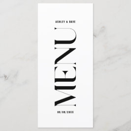 Menú moderno de Bodas en blanco y negro