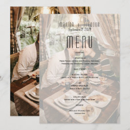 Menú moderno de recepción de boda de fotos