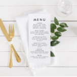 Menú moderno de recepción de boda Minimalista<br><div class="desc">Se trata de un moderno menú boda con un diseño minimalista y un tipo de letra único. Todos los colores son editables. // Para encontrar diseños coincidentes, busque "HARLOW" en la tienda Sincerely By Nicole Zazzle. * Si te gusta este diseño pero no lo ves disponible para algo que estás...</div>