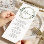 Menú Moderno Eucalyptus Wreath Watercolor Boda Boho<br><div class="desc">Para una mayor personalización,  haga clic en el enlace "personalizar adicional" y utilice nuestra herramienta de diseño para modificar esta plantilla.</div>