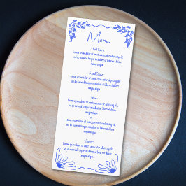 Menú Moderno Funky Whimsical Blue Hand Drawow