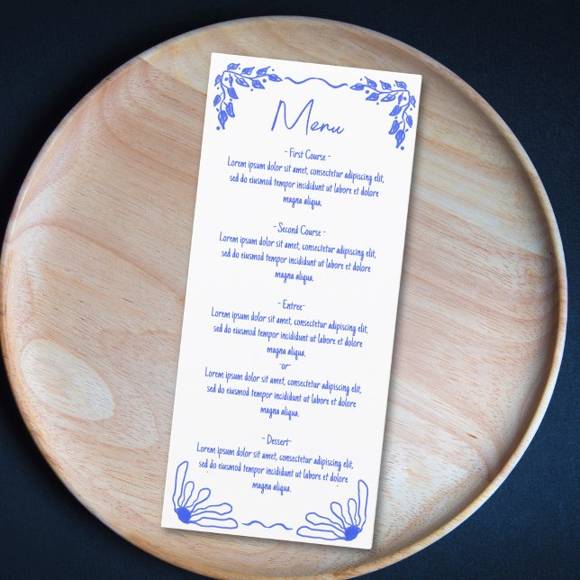 Menú Moderno Funky Whimsical Blue Hand Drawow (Subido por el creador)