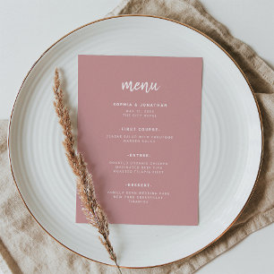 Menú Moderno guión Minimalista Dusty Rosa BODA