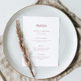 Menú Moderno guión Minimalista Dusty Rosa | BODA
