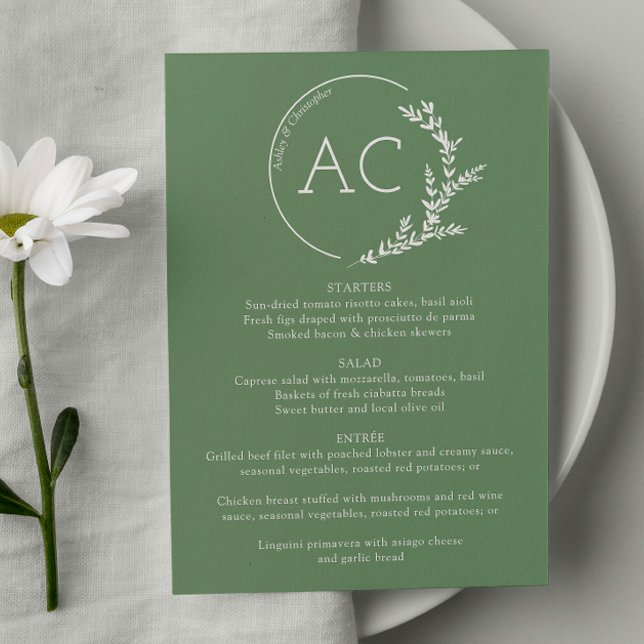 Menú Moderno Marco de Foliage Acogida Boda Verde (Subido por el creador)