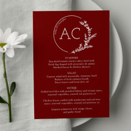 Menú Moderno Marco de Foliage Crimson Recepción de la B