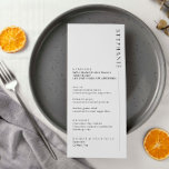 Menú moderno minimalista con nombre<br><div class="desc">Invite a su boda con esta sencilla y moderna carta de personalizable, que tiene un fondo blanco y un fondo claro. Esta invitación a la boda es perfecta para cualquier temporada. Los tamaños de letra y el texto pueden editarse más. Por favor, siéntase libre de contactarme si tiene alguna pregunta....</div>