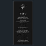 Menú Moderno Minimalista Floral Bouquet negro Boda<br><div class="desc">carta de menú boda minimalista de personalizable. Presenta un moderno estilo de ramo floral negro. Personalice la elección de dátiles y comidas. Esta minimalista carta floral es perfecta para bodas,  duchas para bebés,  duchas de novias,  cumpleaños y mucho más.</div>