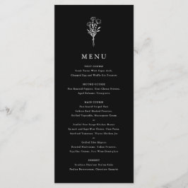 Menú Moderno Minimalista Floral Bouquet negro Boda