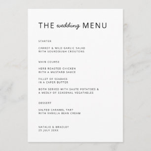 Menú Moderno minimalista Limpiar Boda simple
