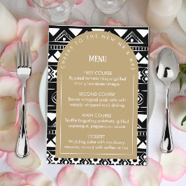 Menú Moderno Patrón Boho Arco Boda Oro