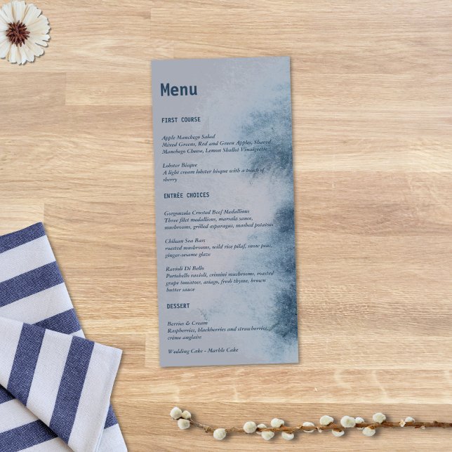 Menú Moderno Resumen Slate Blue Gray Mist Watercolor (Subido por el creador)