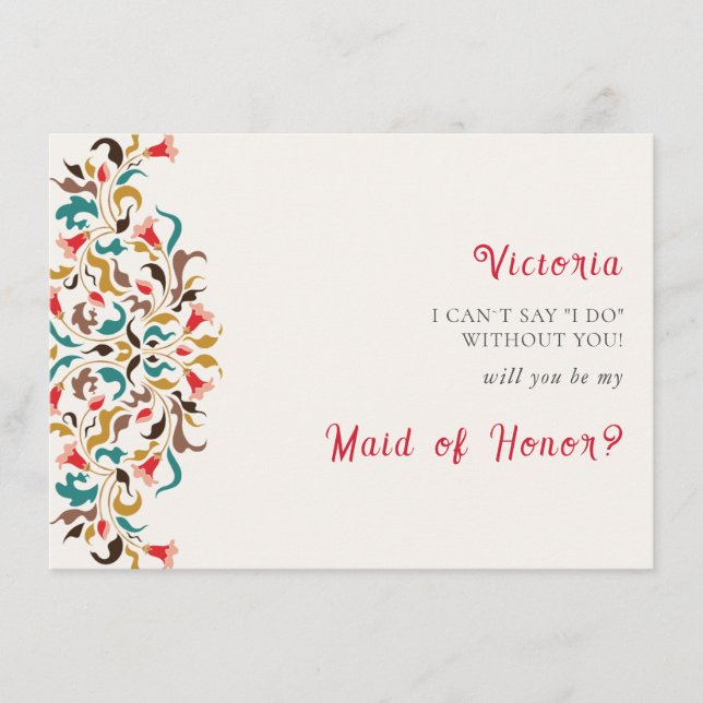 Menú Moderno Romántico Elegante Boda Floral de Wreath (Anverso)