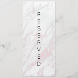 Menú Moderno Rótulo de silla reservada de mármol rosa y