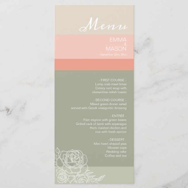 Menú Moderno sabio de coral de metro (Anverso)