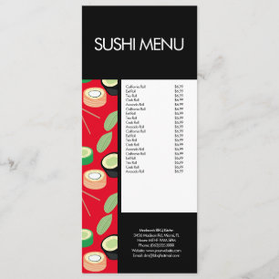 Menú Moderno Sushi Roll Restaurante Asiático Patrón Roj