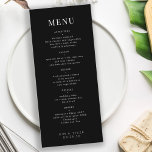 Menú Moderno y elegante boda blanco y negro<br><div class="desc">Tarjeta de menú boda personalizada Moody de moda minimalista tipografía .</div>