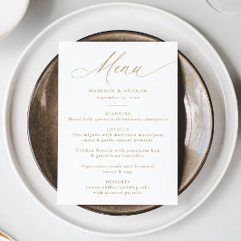 Menú Moderno y elegante Boda de caligrafía de oro