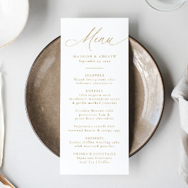 Menú Moderno y elegante Boda de caligrafía de oro