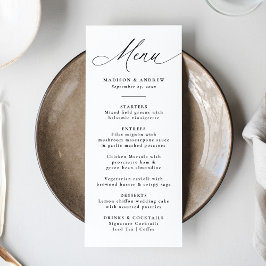 Menú Moderno y elegante Boda de caligrafía negra