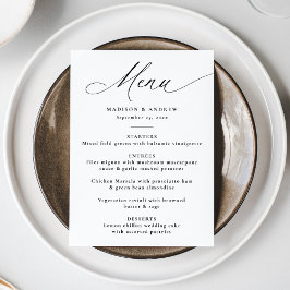 Menú Moderno y elegante Boda de caligrafía negra