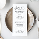 Menú Moderno y elegante Boda de tipografía negra<br><div class="desc">Impresiona a sus huéspedes con nuestro elegante menú nupcial, que presenta una combinación única de tipografía moderna: una combinación de caligrafía negra de moda y letras de serif clásicas. El sofisticado diseño en blanco y negro crea una estética atemporal, perfecta para bodas de primera categoría y contemporáneos. Personalice la parte...</div>