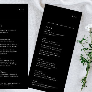 Menú Moderno y simple Boda de monograma de tuxedo sólo