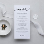 Menú Monograma blanco negro clásico elegante<br><div class="desc">menú delgado para coincidir con la colección *si desea más opciones de papel este diseño se puede transferir a un programa delgado *o para más ayuda póngase en contacto conmigo</div>