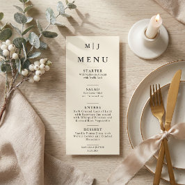 Menú Monograma de Boda Minimalista Editorial de Inviern
