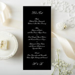 Menú Monograma de caligrafía Boda formal blanco y negro<br><div class="desc">Este menú boda formal, elegante y tradicional utiliza caligrafía y un monograma en texto negro sobre papel blanco. Este diseño limpio y sencillo con el uso de este tipo de guión caligráfico le da un aspecto digno y señorial. Perfecto para cualquier boda, sin embargo, sería asombroso para un boda de...</div>