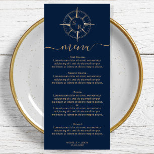 Menú Monograma de la brújula de oro de destino de boda
