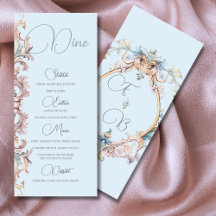 Menú Monograma de la época de regencia boda Azul