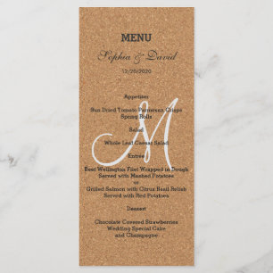 Menú monograma del Boda de corcho de vino ruso