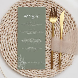 Menú Monograma del Boda del Boho Minimalista verde sabi