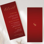 Menú Monograma minimalista Comamos Boda rojo y oro<br><div class="desc">Este elegante menú nupcial con texto personalizado y escritura moderna hará una maravillosa adición a su fiesta! Cambie fácilmente el texto haciendo clic en la opción "personalizar esta plantilla".</div>