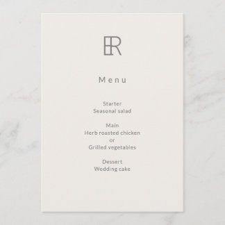 Menú Monograma Minimalista Moderno de Boda